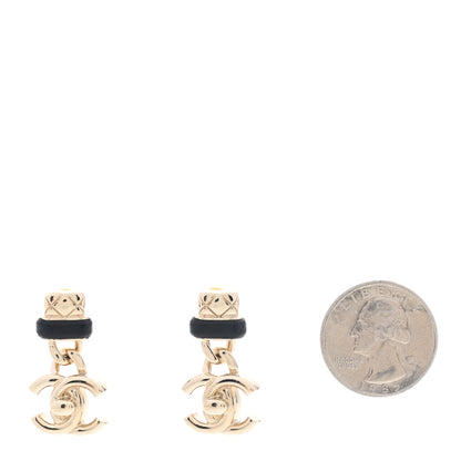 Chanel Lambskin CC Turnlock Drop Earrings Gold Black 2 of 5