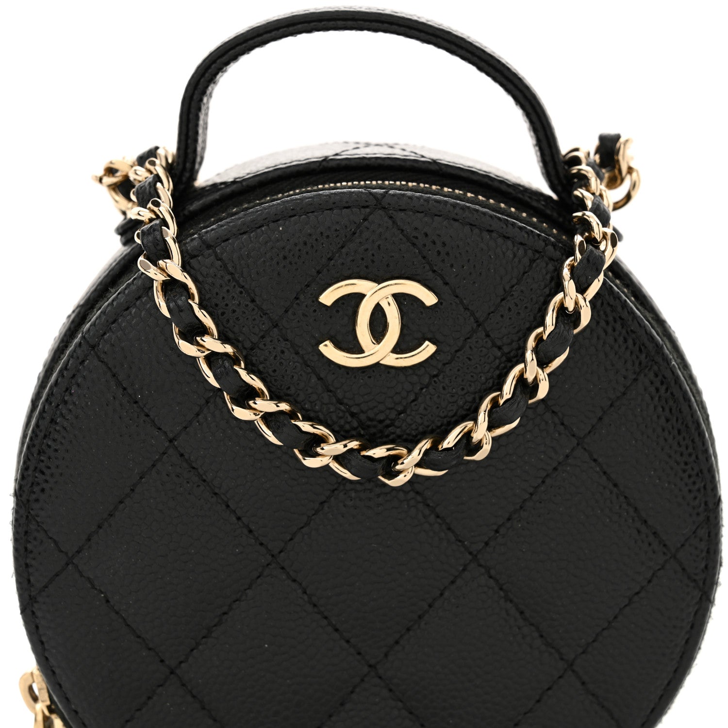 Chanel Caviar Quilted Round Handle With Care Vanity With Chain Black 9 of 12