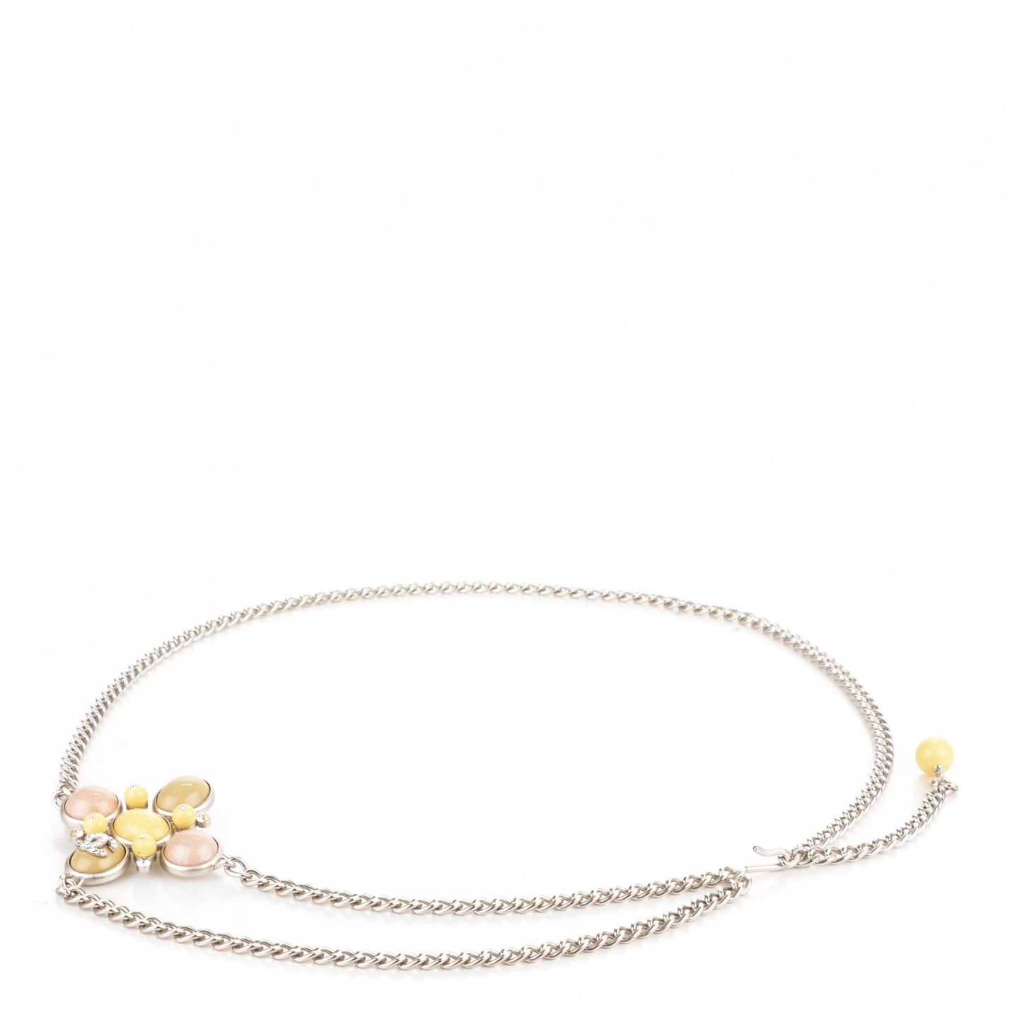 Gripoix Poured Glass Crystal CC Belt Silver