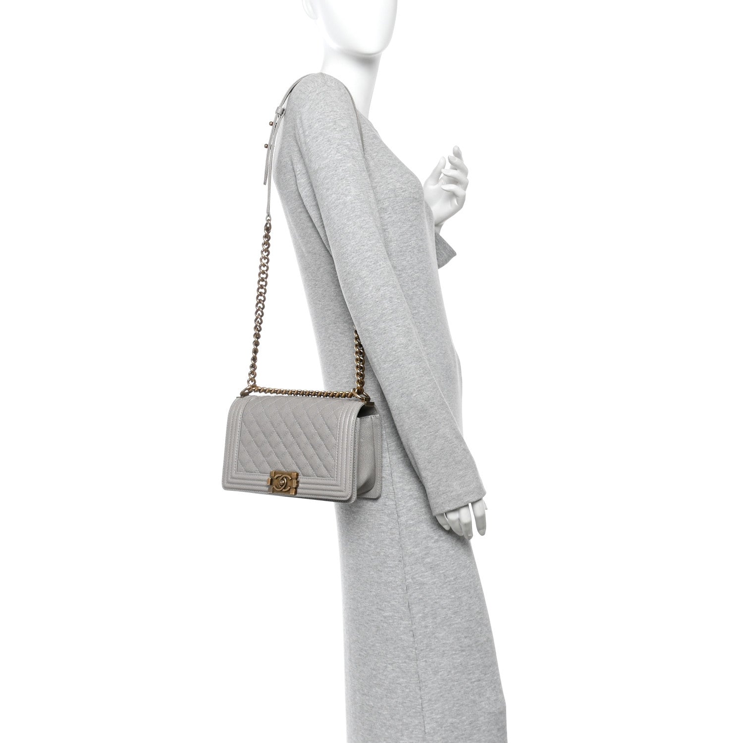 Chanel Caviar Quilted Medium Boy Flap Grey 2 of 13