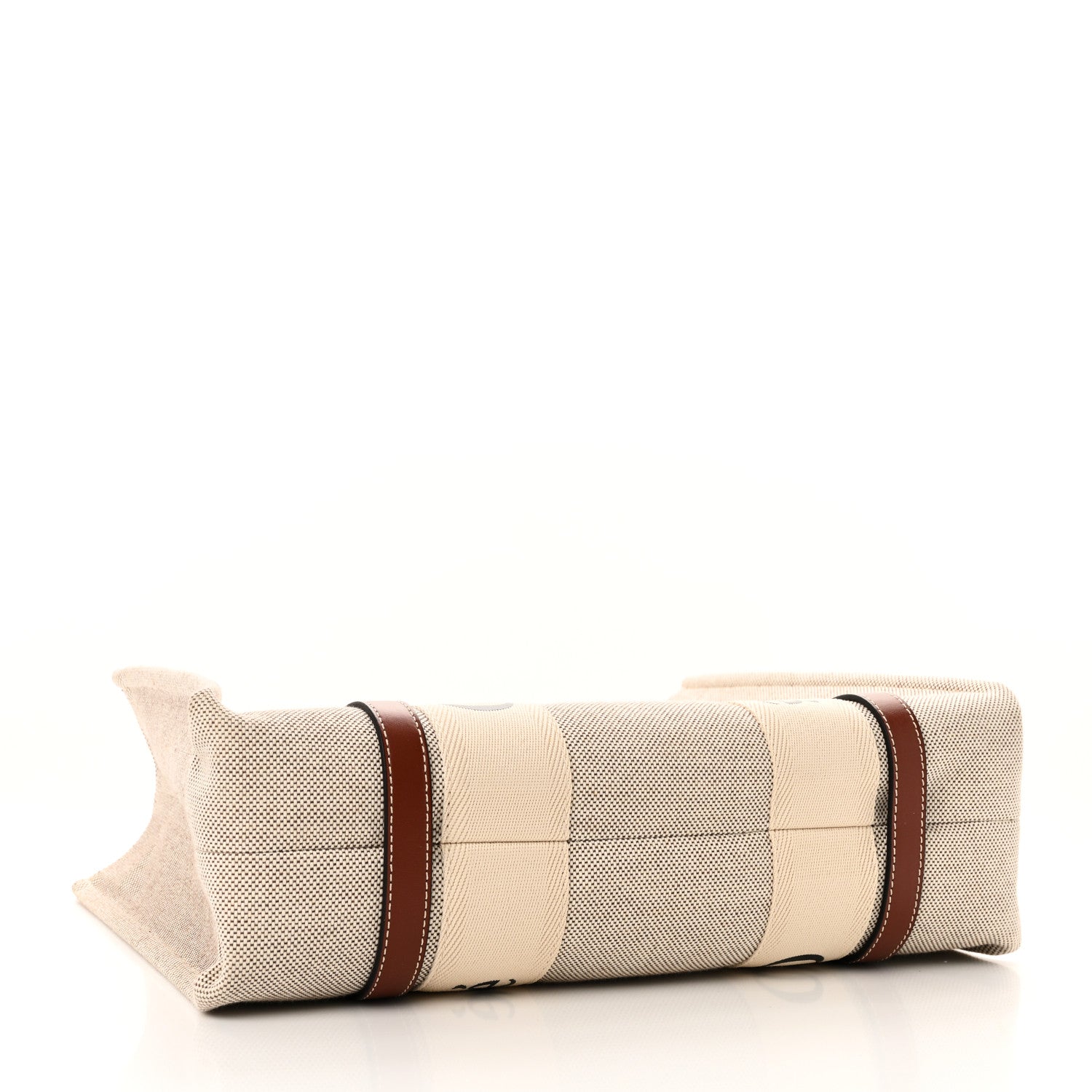 Chloe Cotton Calfskin Medium Woody Ribbon Tote White Brown 4 of 9