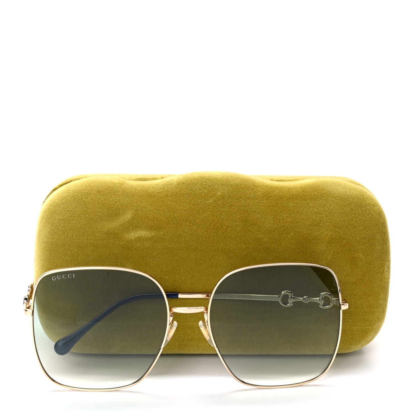 Metal Horsebit Square Frame Sunglasses GG0879S Grey