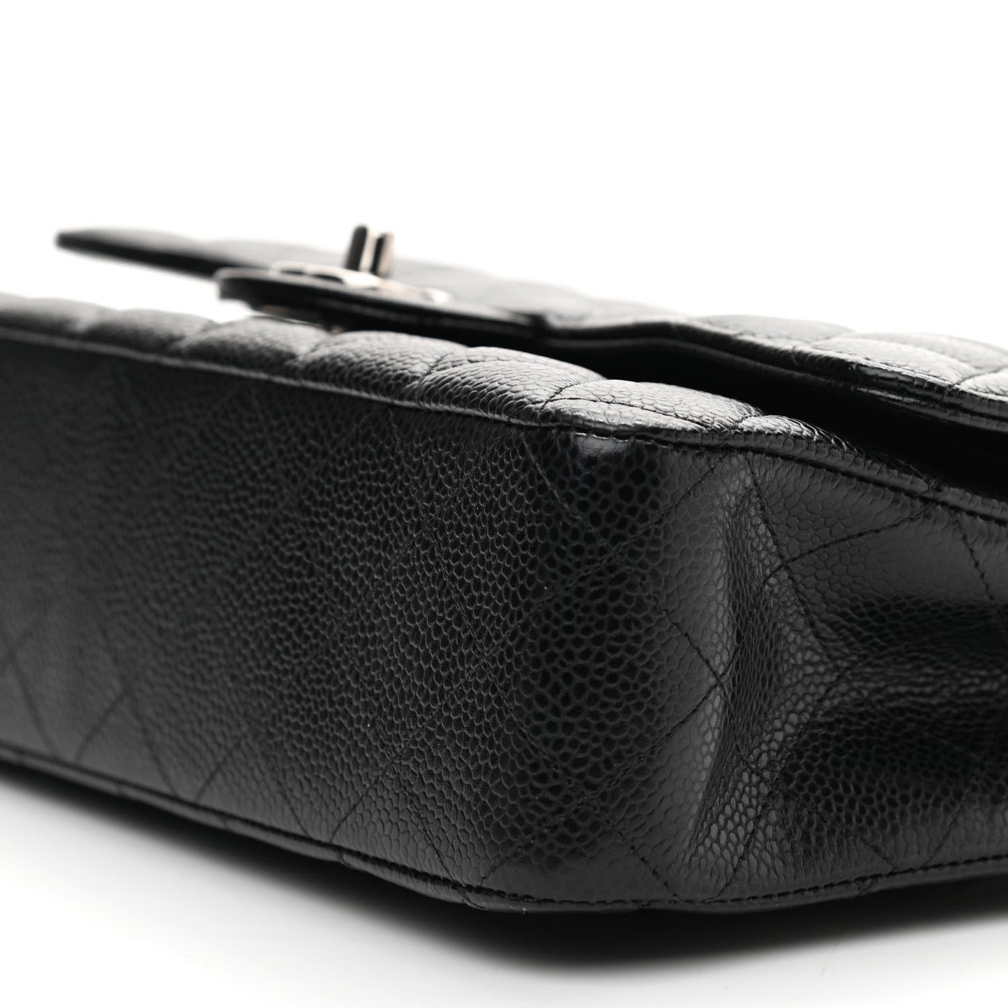 Caviar Quilted Medium Double Flap Black