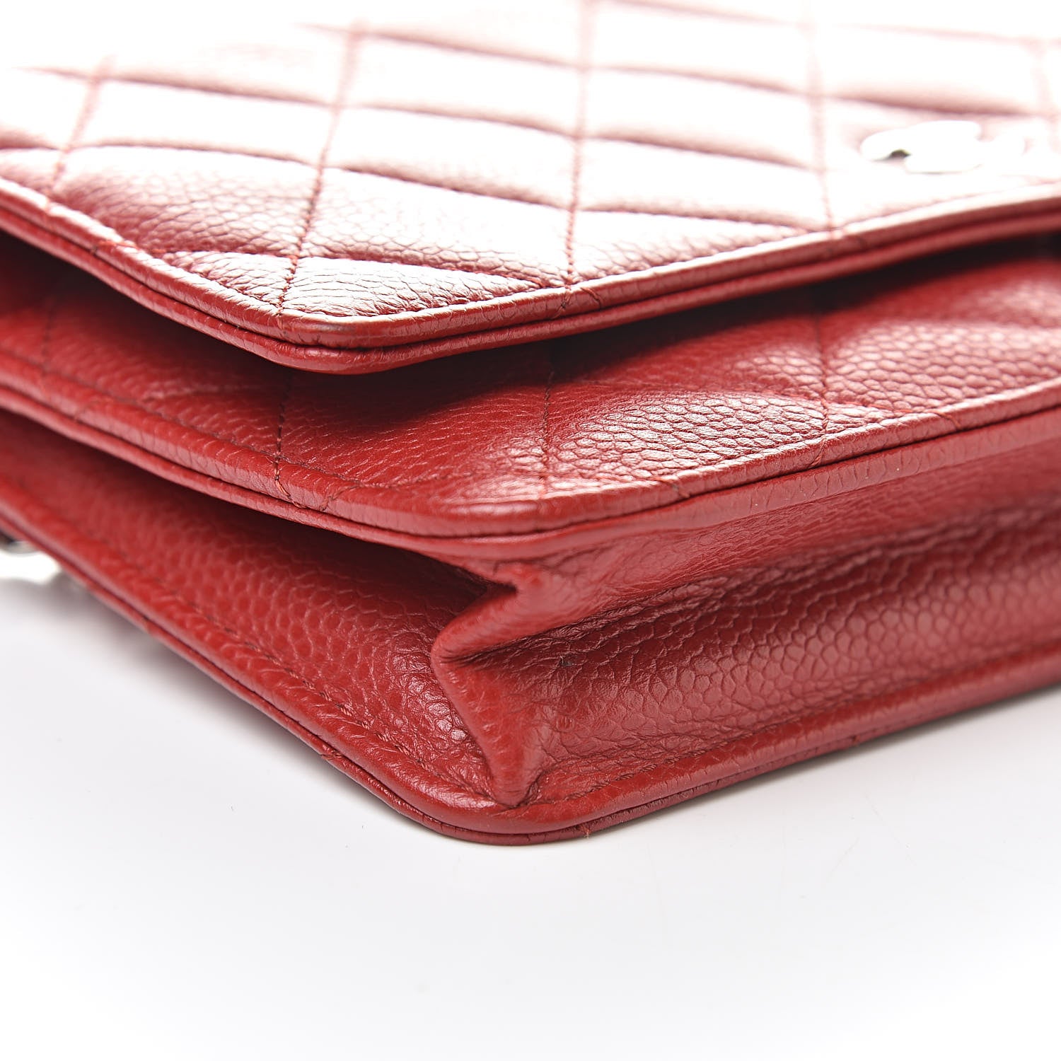 Chanel Caviar Quilted Wallet On Chain WOC Dark Red 10 of 12