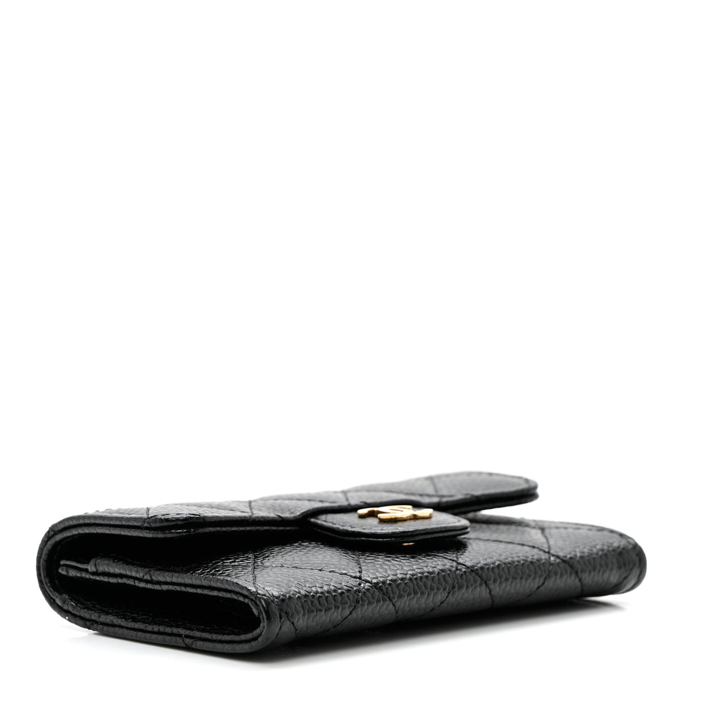 Caviar Quilted Flap Card Holder Black