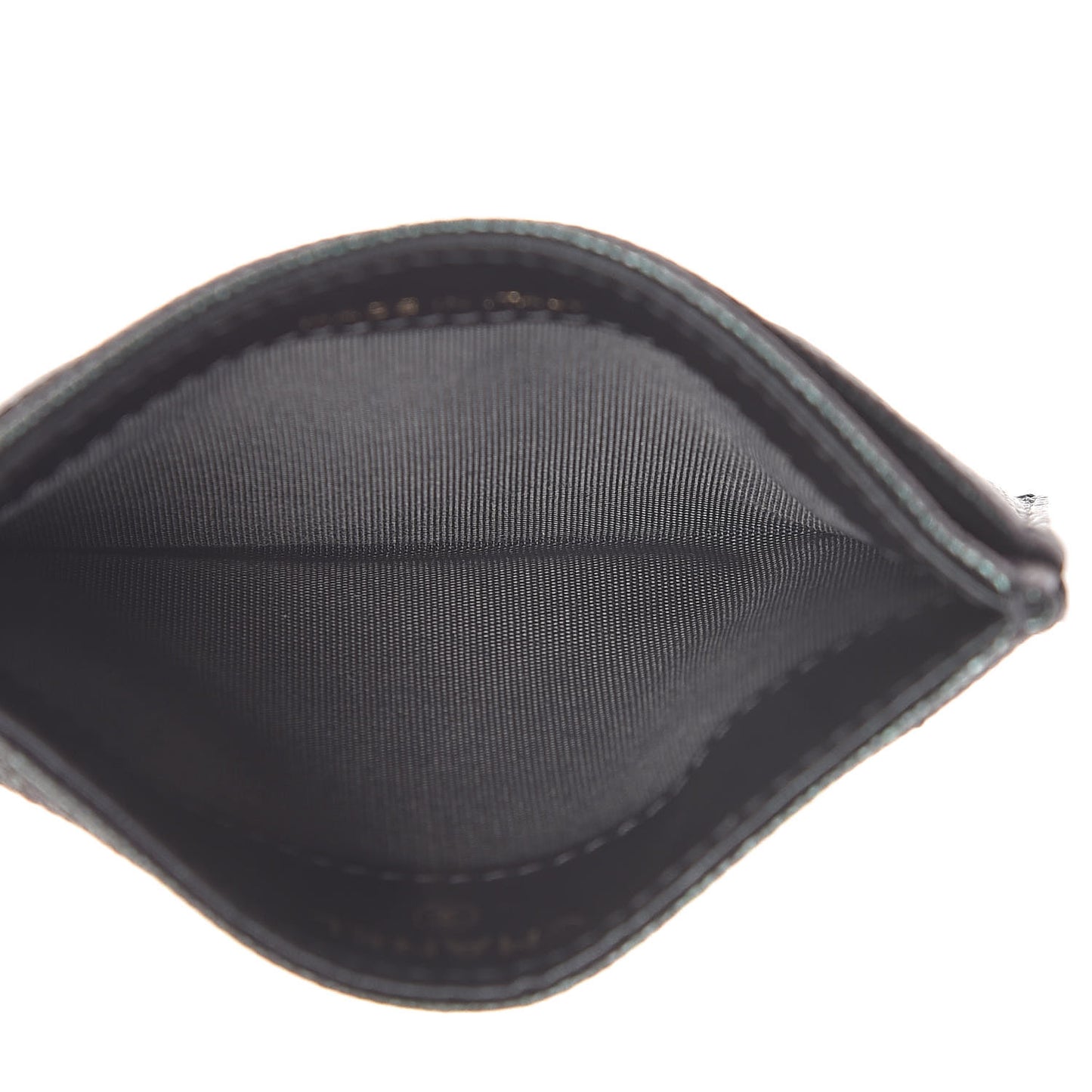Iridescent Caviar Quilted Card Holder Black