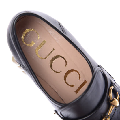 Gucci Malaga Kid Pearl Studded Vegas Platform Loafers 37.5 Black 8 of 10