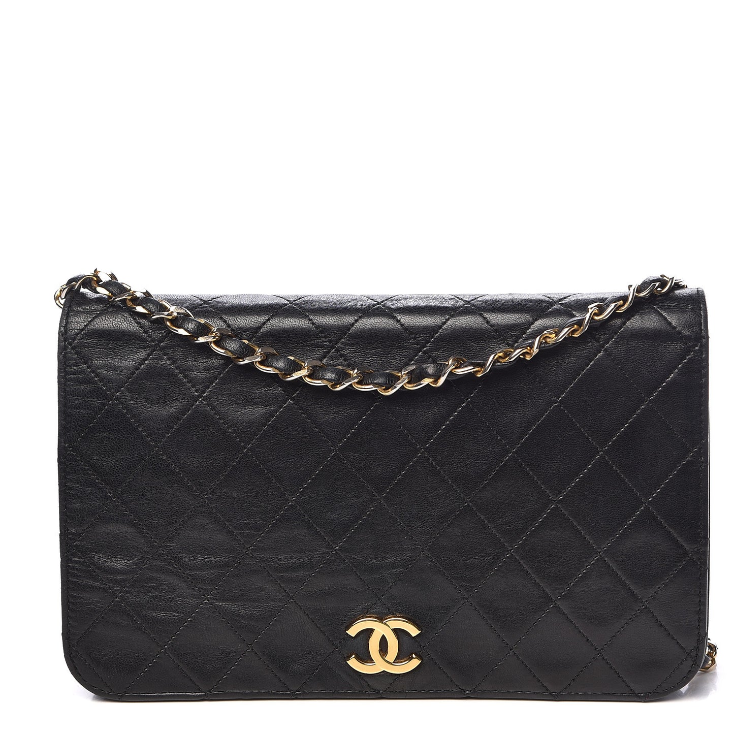 Lambskin Quilted Small Single Flap Black