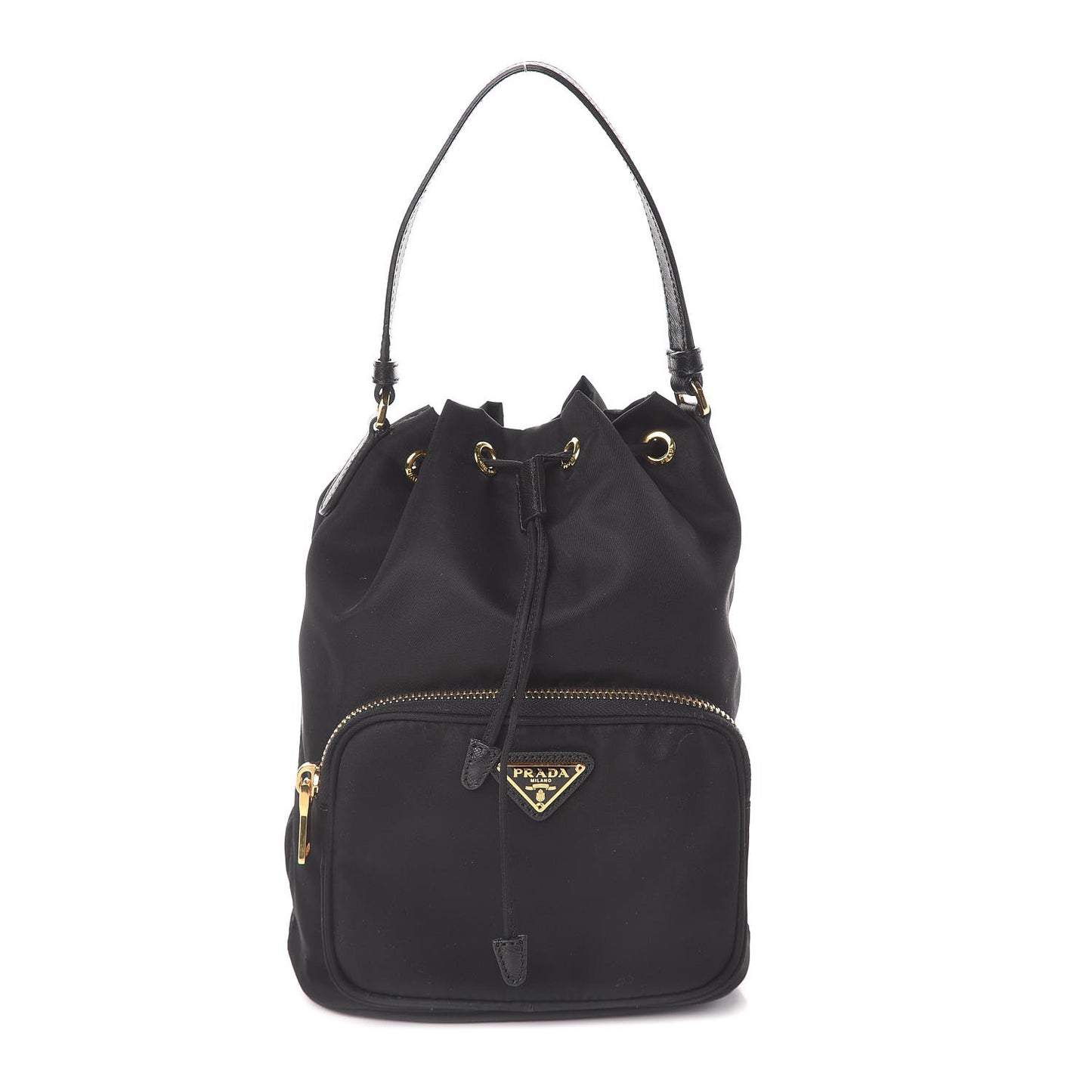 Saffiano Tessuto Nylon Mini Bucket Crossbody Bag Black