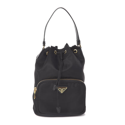 Prada Saffiano Tessuto Nylon Mini Bucket Crossbody Bag Black 1 of 9