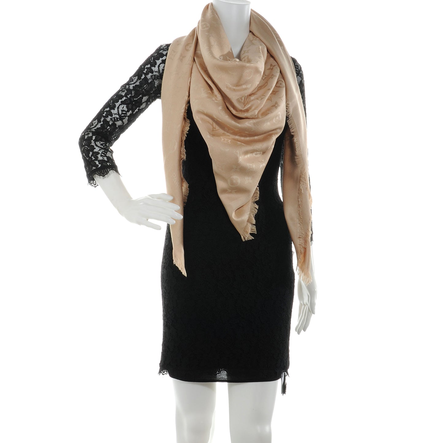Wool Silk Monogram Shawl Nude