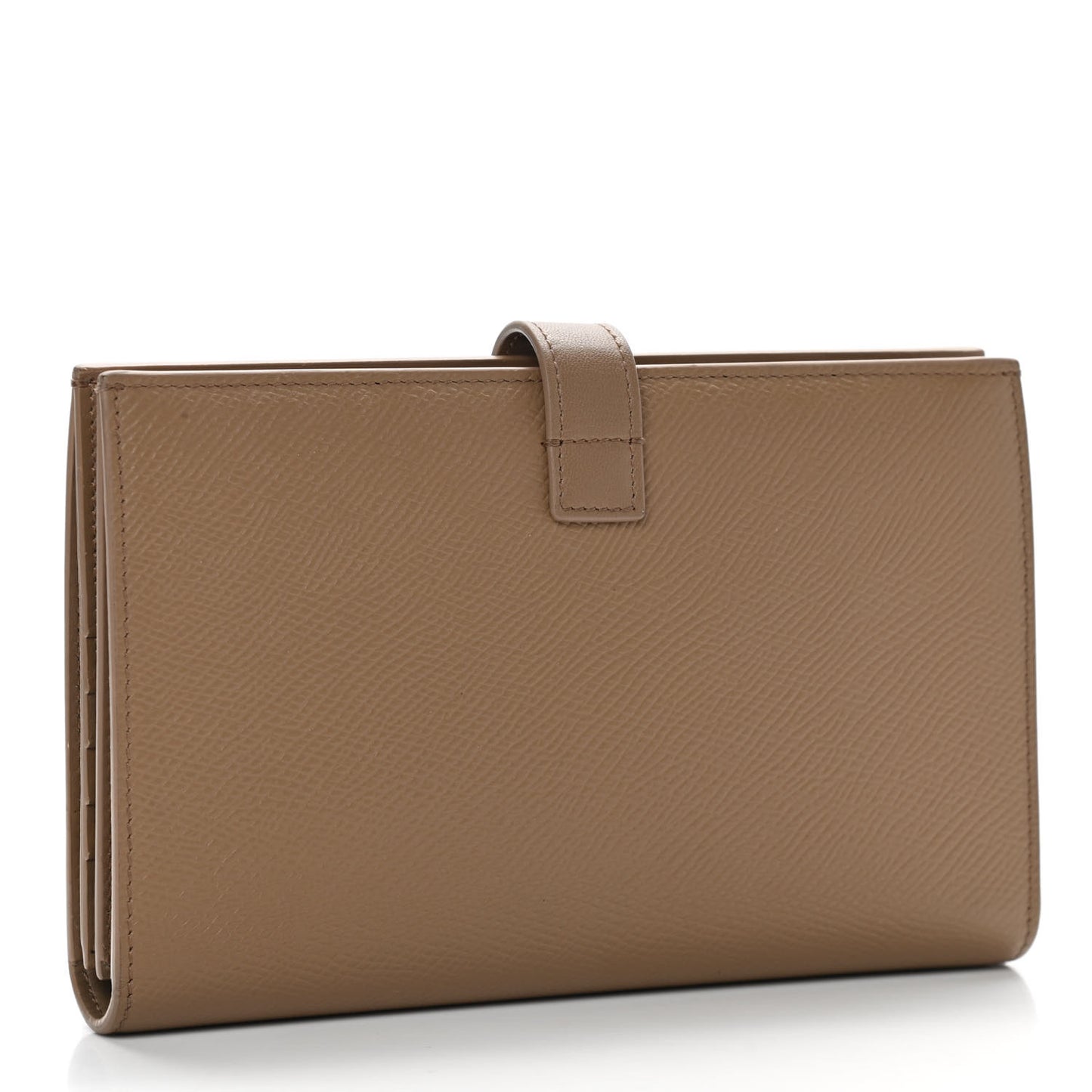 Grained Calfskin Large Multifunction Strap Wallet Taupe