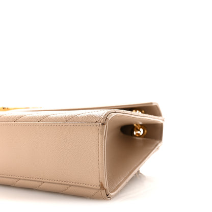 Saint Laurent Grain De Poudre Matelasse Chevron Large Monogram Satchel Dark Beige 9 of 10