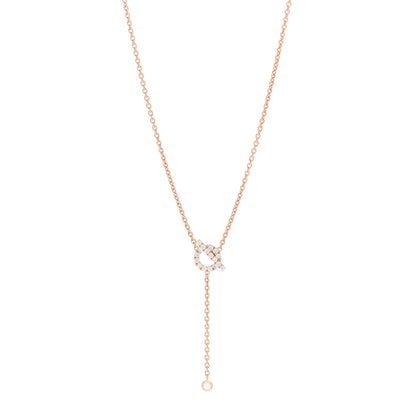 Hermes 18K Rose Gold Diamond Finesse Lariat Necklace 1 of 5