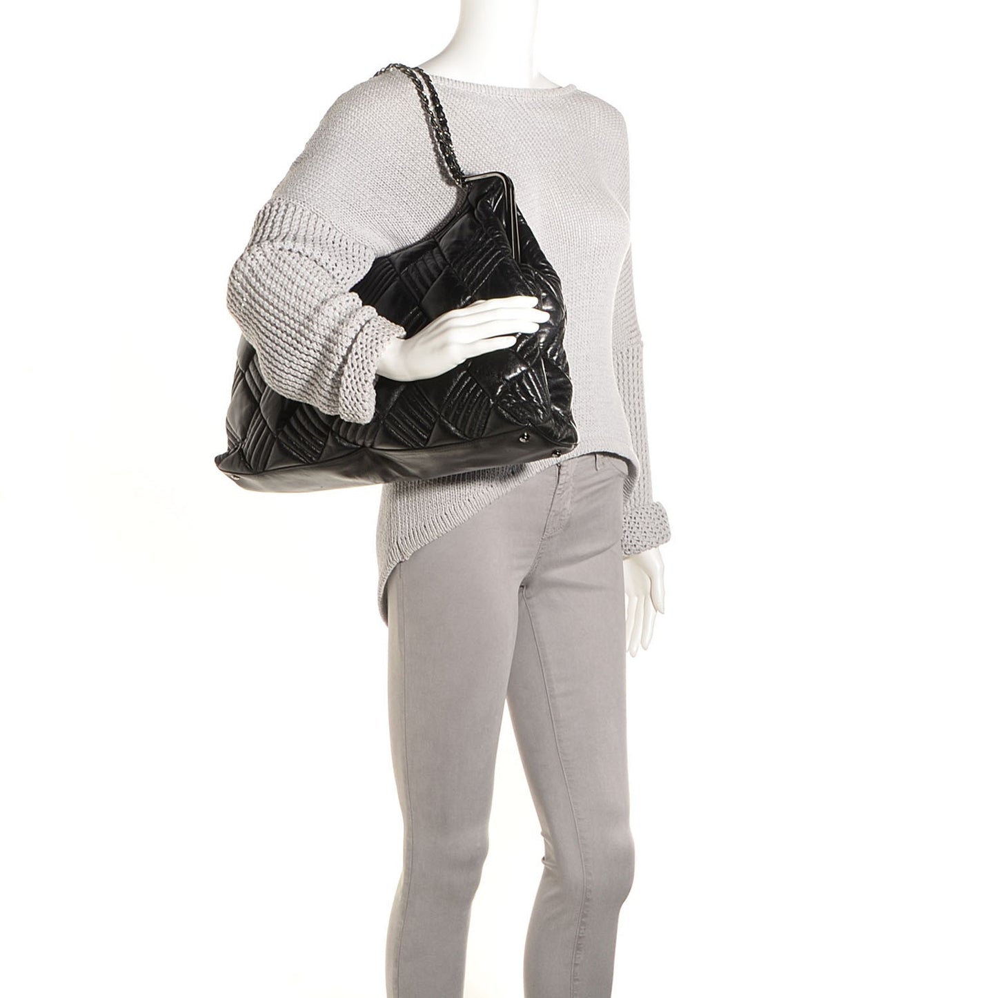 Lambskin Large In and Out Tote Black