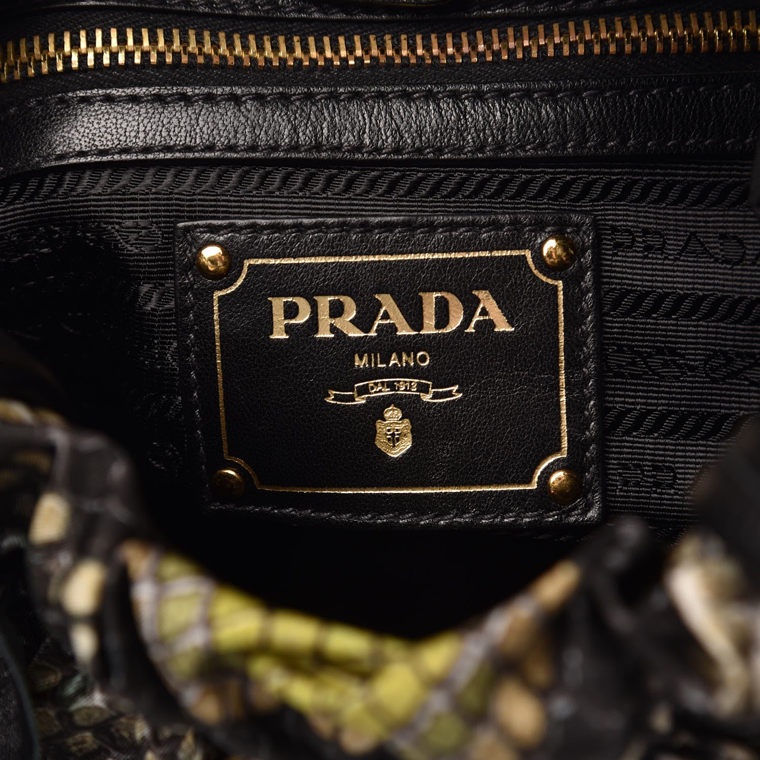 Prada Nylon Python Print Large Bow Bag Verde 7 of 8