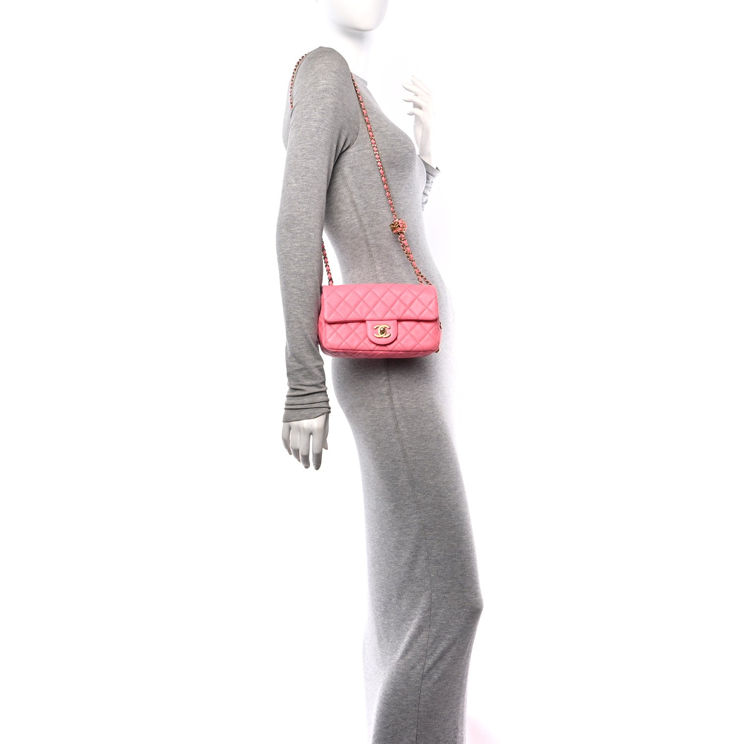 Chanel Lambskin Quilted Mini Rectangular Pearl Crush Flap Pink 2 of 11