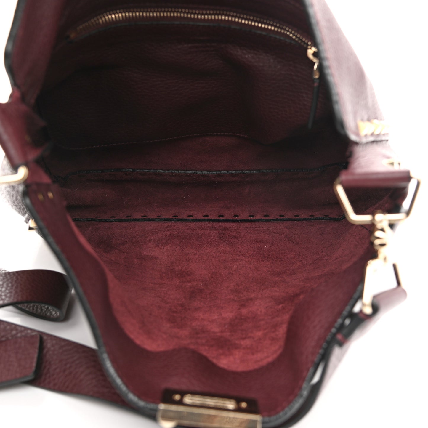 Pebbled Calfskin Large Rockstud Flip-Lock Messenger Bag Vinaccia