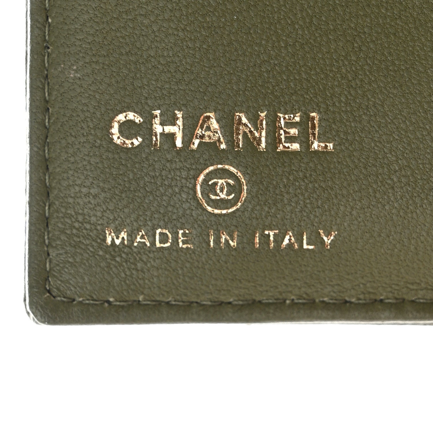Chanel Calfskin Chevron Quilted Card Holder Wallet Khaki 6 of 9