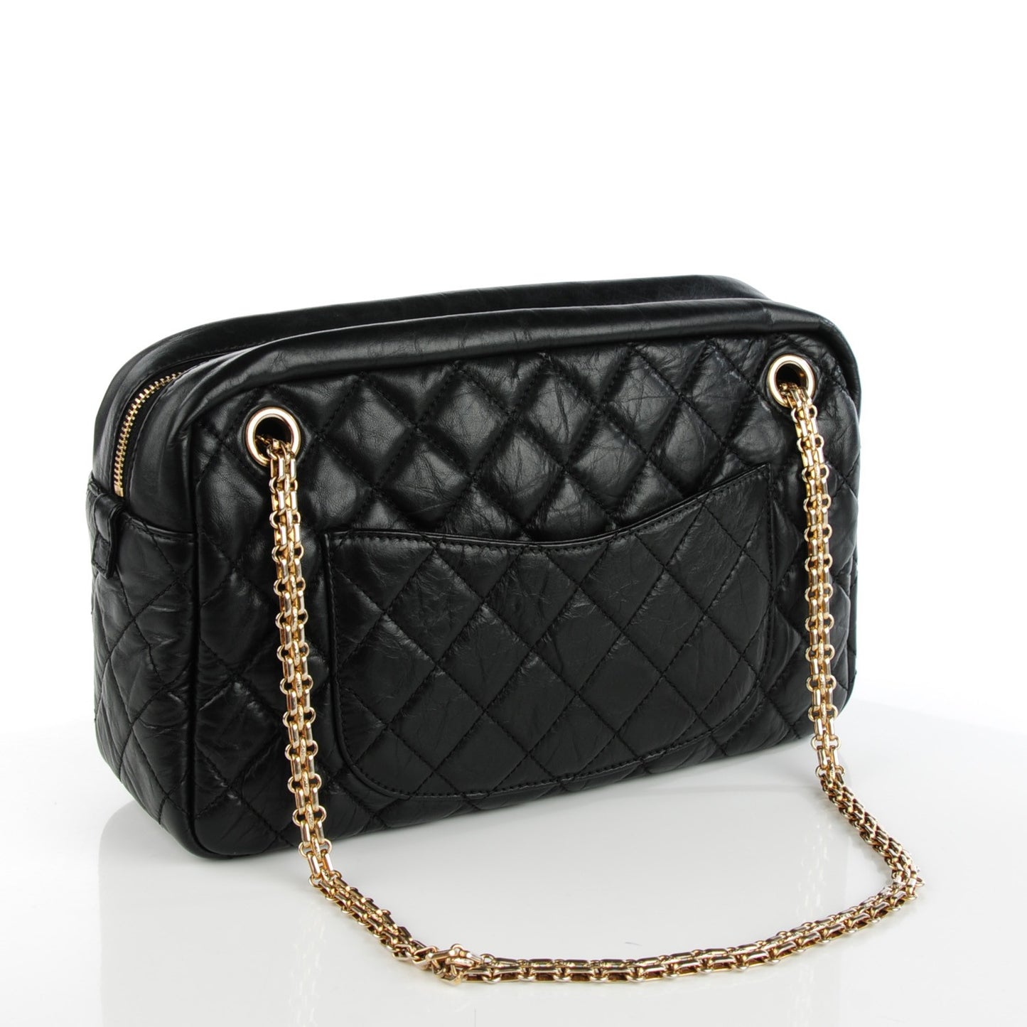 Aged Calfskin Quilted Medium Reissue Camera Case Black