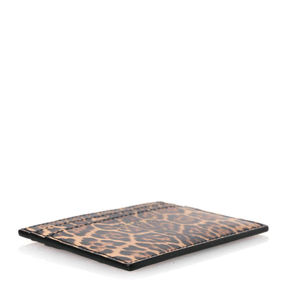 Saint Laurent Calfskin Leopard Printed Cassandra Credit Card Case Toffee 4 of 7