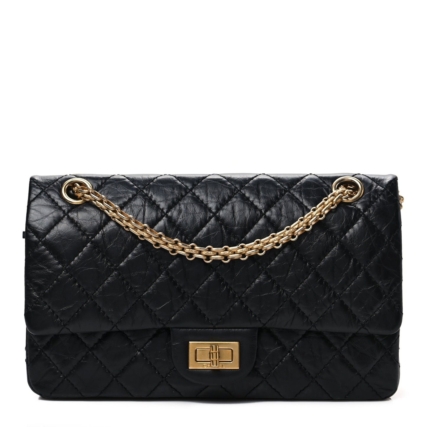 Aged Calfskin Quilted 2.55 Reissue 225 Flap Black
