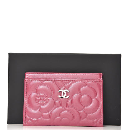Chanel Lambskin Camellia Embossed Card Holder Fuchsia 9 of 9