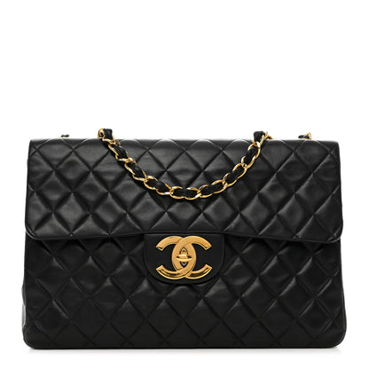Chanel Lambskin Quilted XL Jumbo Single Flap Black 1 of 16