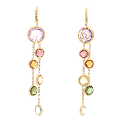 Marco Bicego 18K Yellow Gold Multi Gemstone Jaipur Color Two Strand Earrings 1 of 4