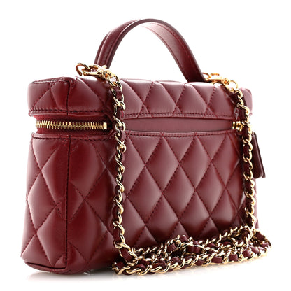 Chanel Lambskin Quilted Top Handle Slim Vanity With Chain Burgundy 3 of 11