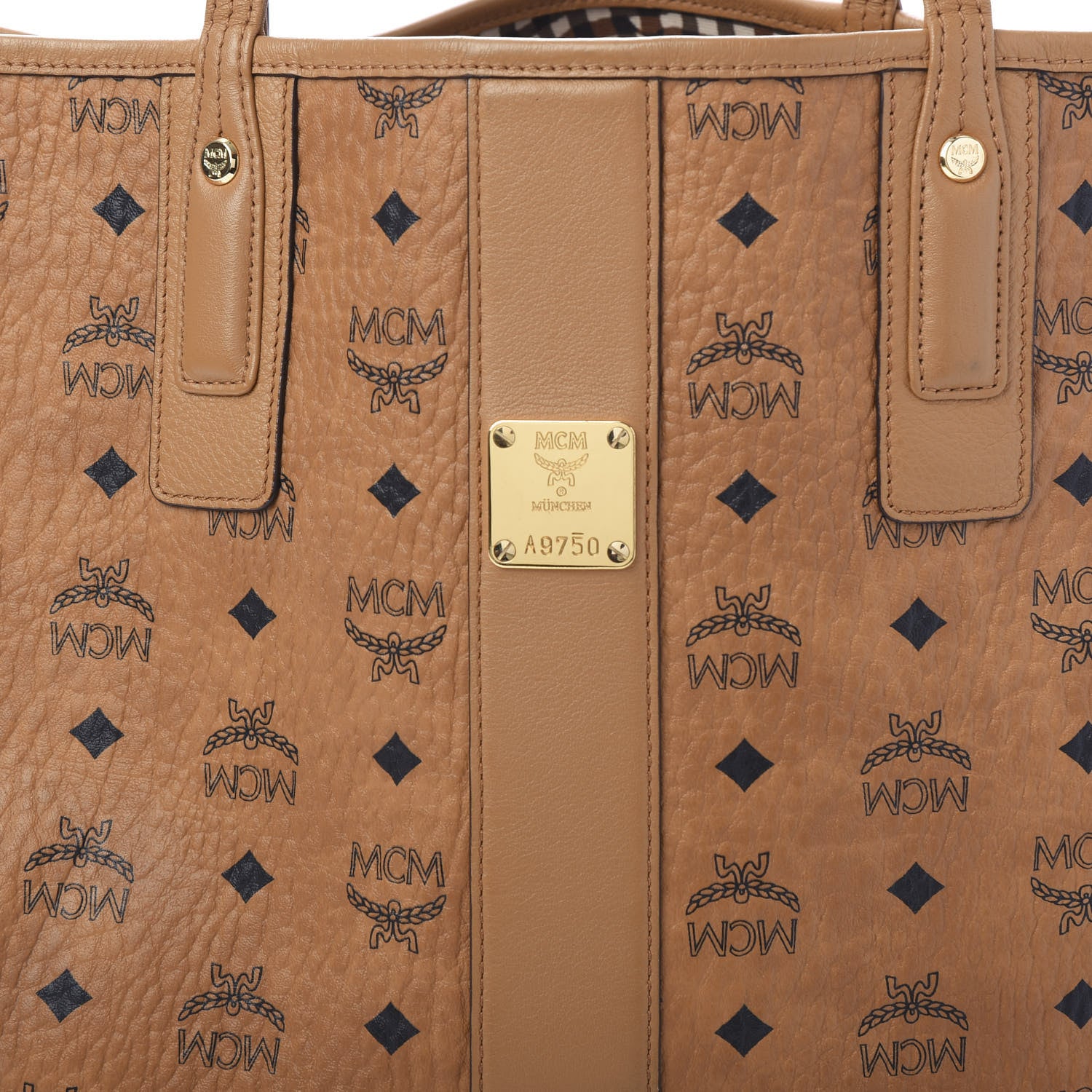 MCM Visetos Medium Liz Reversible Shopper Tote Cognac 14 of 15
