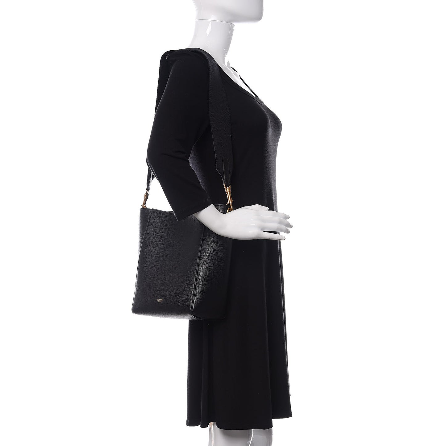 Soft Grained Calfskin Small Sangle Bucket Bag Black