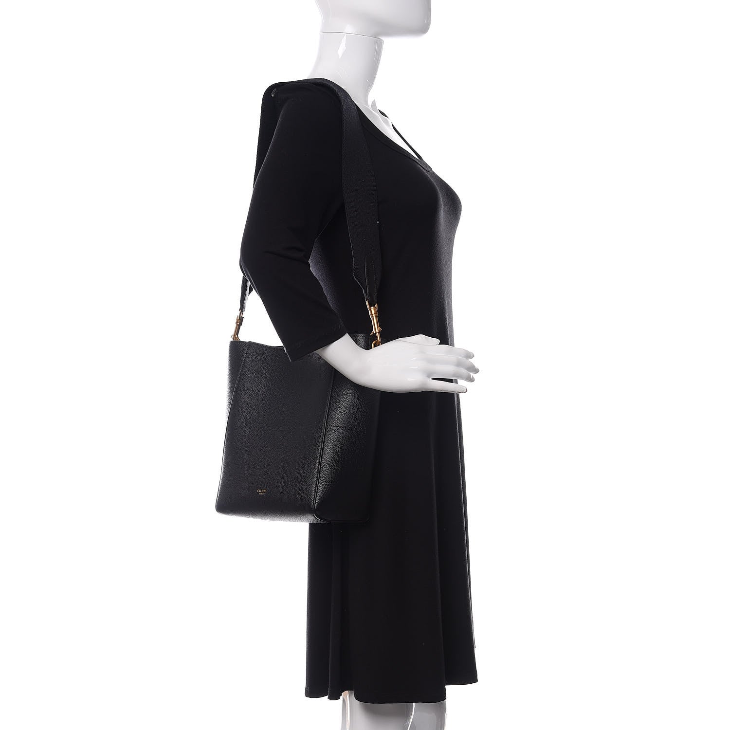 Celine Soft Grained Calfskin Small Sangle Bucket Bag Black 2 of 10