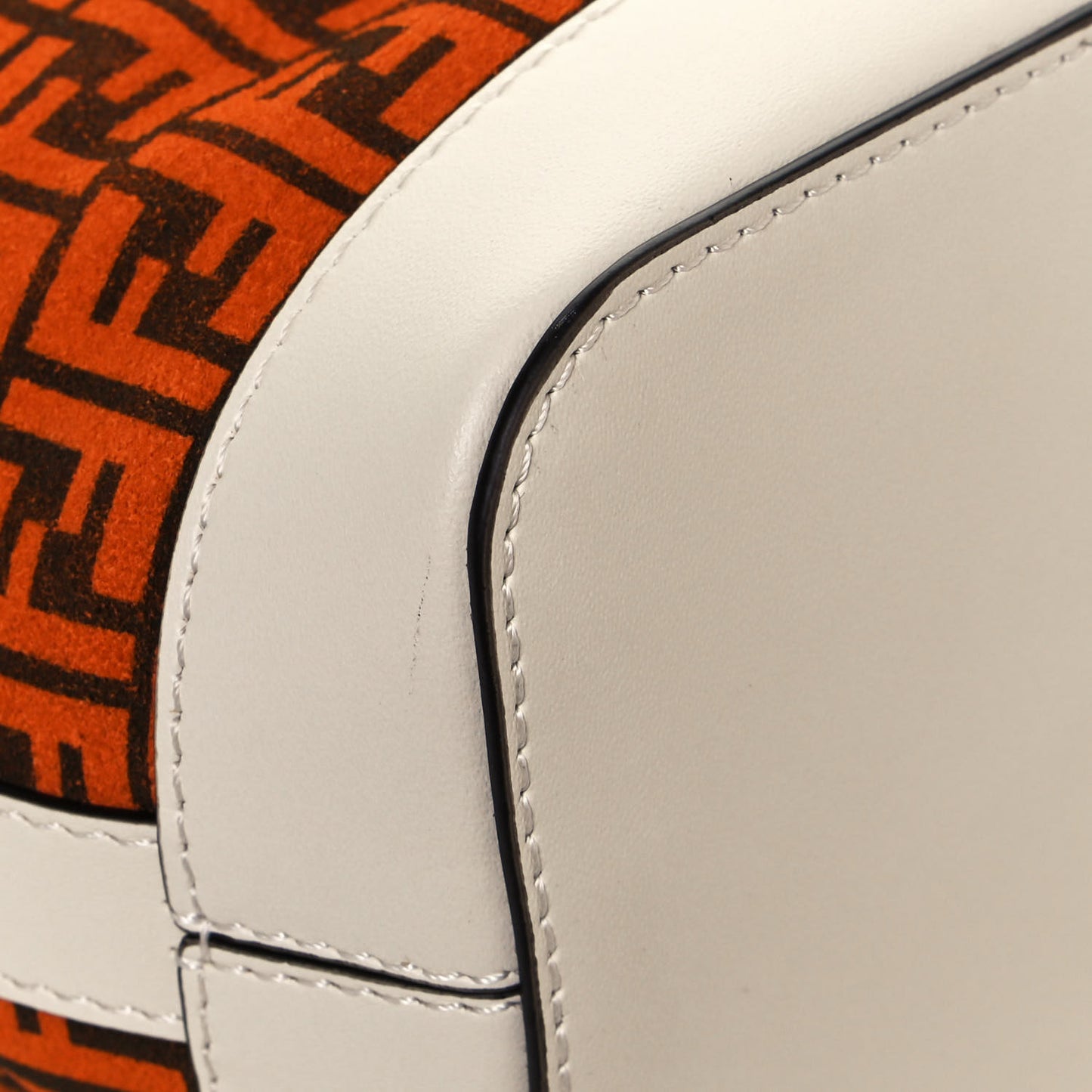 Suede Vitello King F is Fendi Micro FF Mini Mon Tresor Bucket Bag Arancio Marrone White Ice