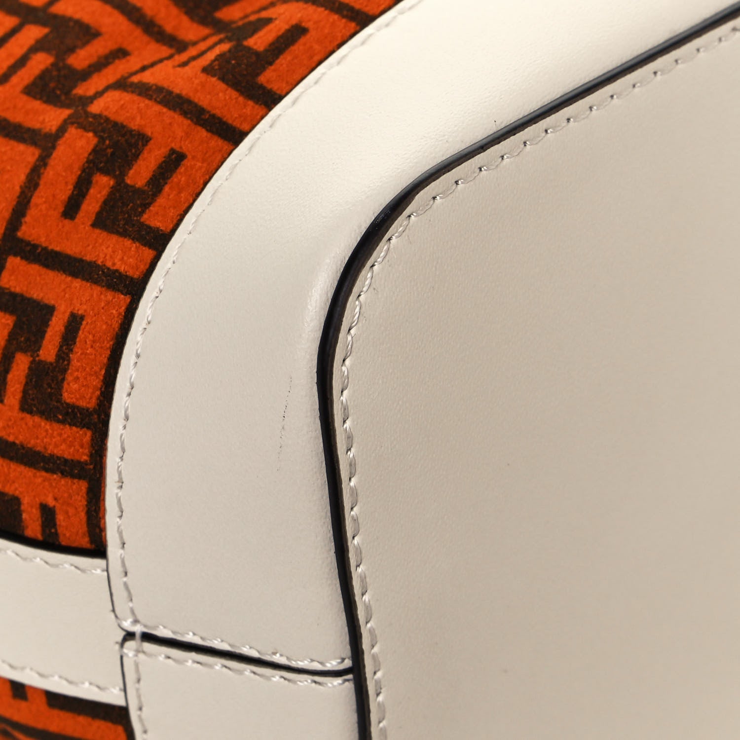 Fendi Suede Vitello King F is Fendi Micro FF Mini Mon Tresor Bucket Bag Arancio Marrone White Ice 9 of 13