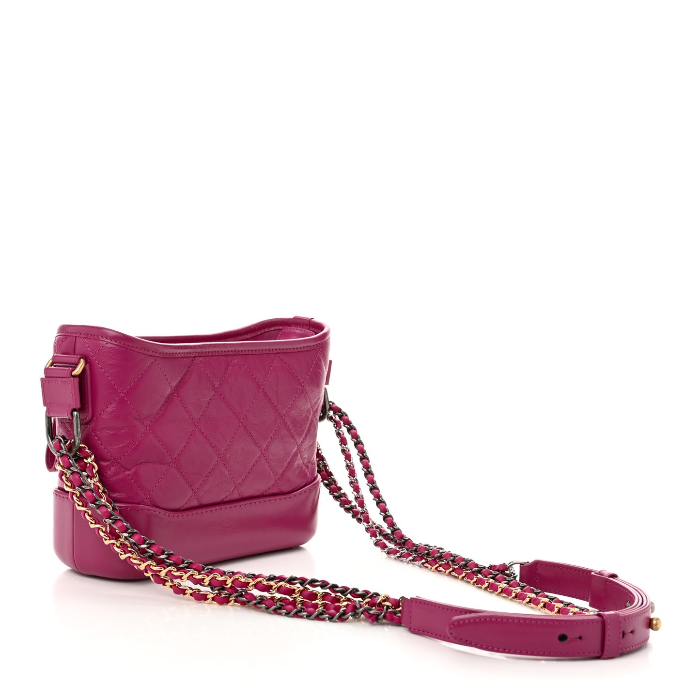 Aged Calfskin Quilted Small Gabrielle Hobo Fuchsia