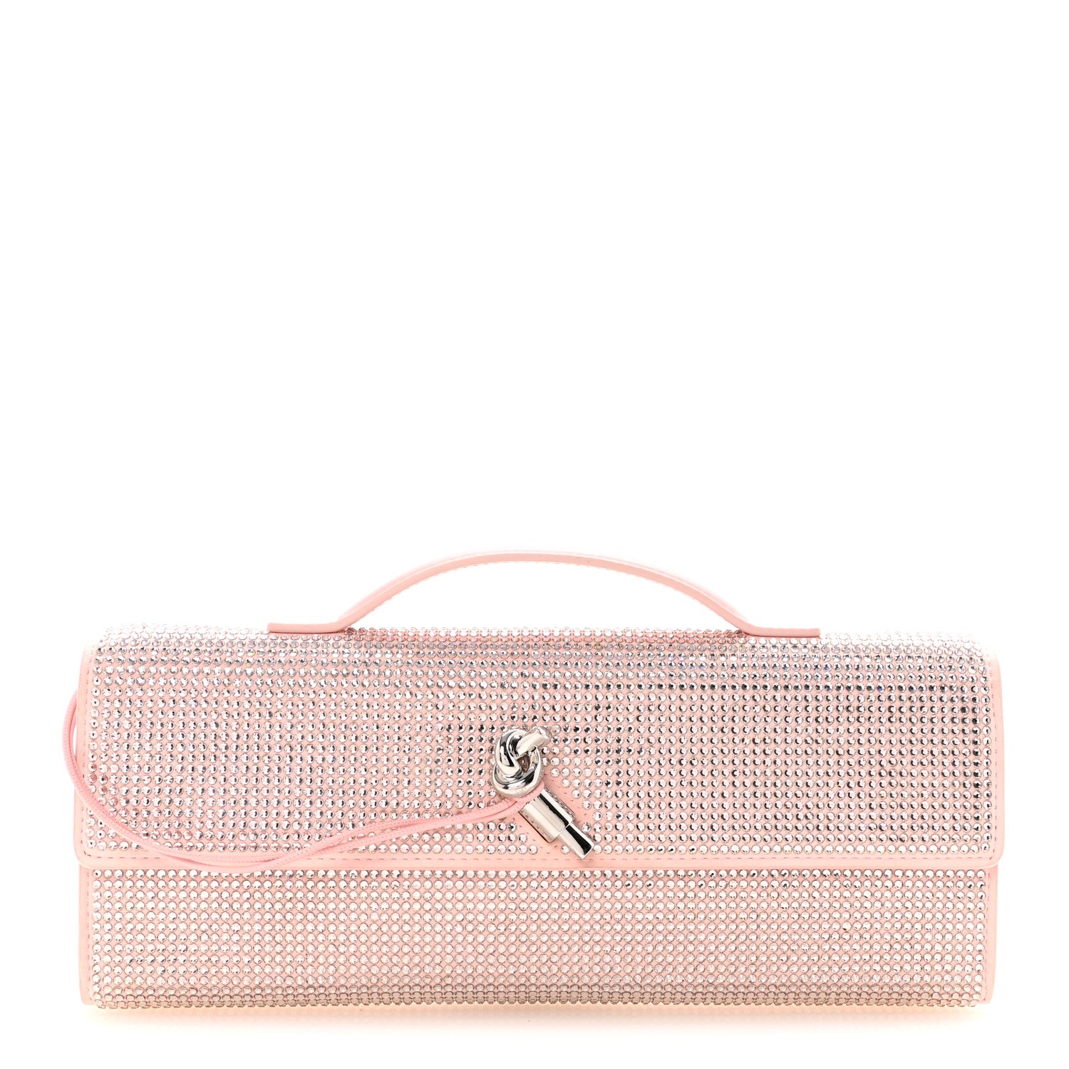 Bottega Veneta Nappa Crystal Long Andiamo Top Handle Clutch Rose 1 of 6