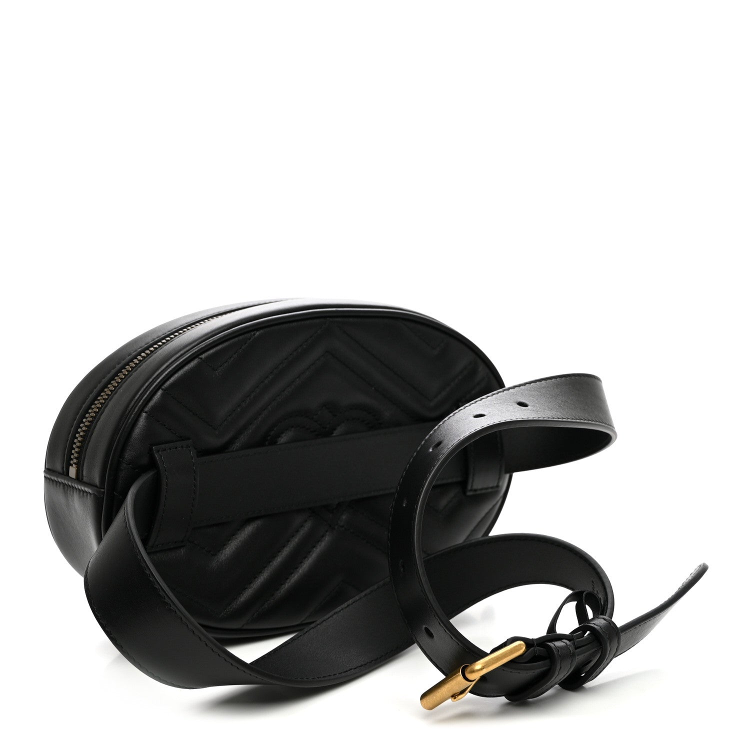 Gucci Calfskin Matelasse GG Marmont Belt Bag 85 34 Black 3 of 10