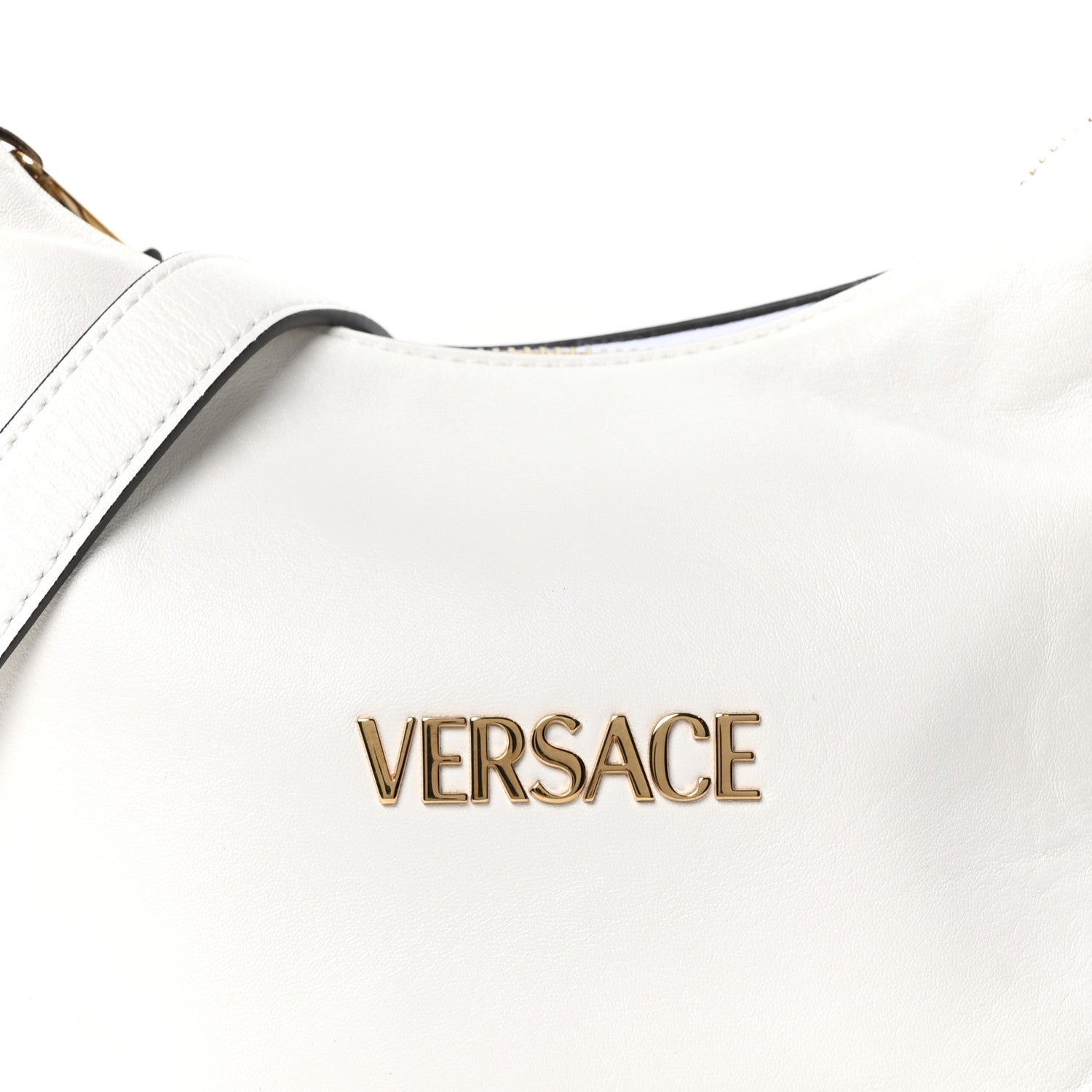 Versace Nappa Logo Tag Hobo White 7 of 9