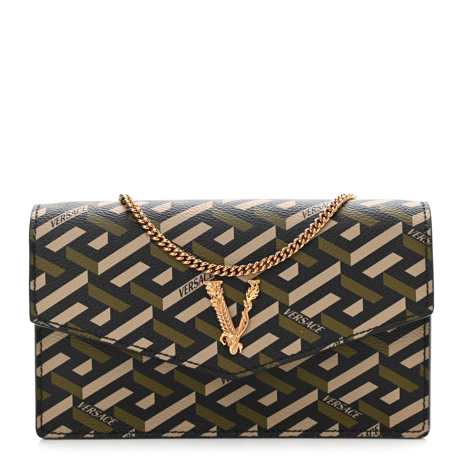 Versace Coated Canvas Virtus La Greca Signature Shoulder Bag 1 of 7