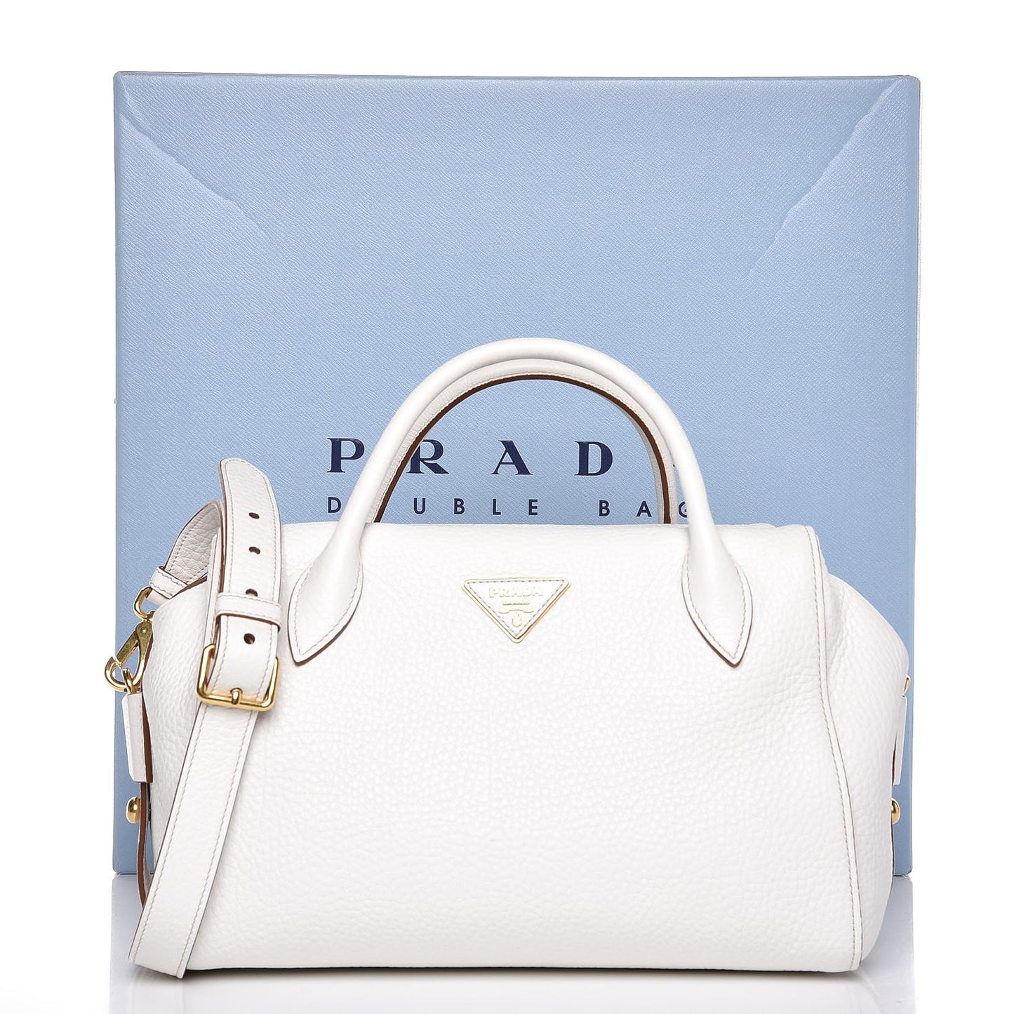 Vitello Daino Medium Top Handle Bag White