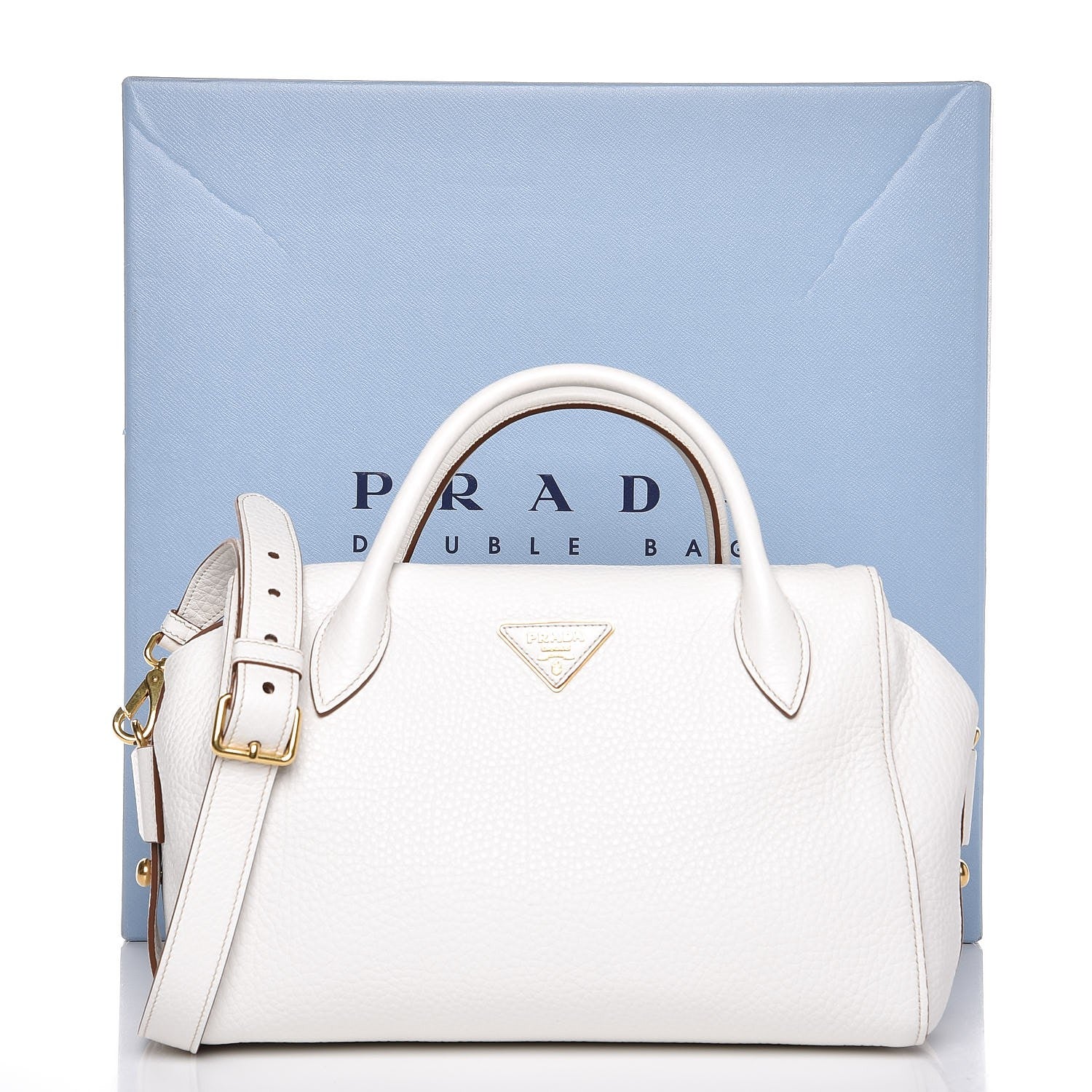 Prada Vitello Daino Medium Top Handle Bag White 9 of 9