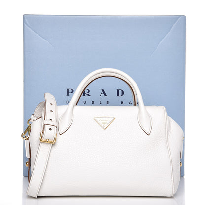 Prada Vitello Daino Medium Top Handle Bag White 9 of 9