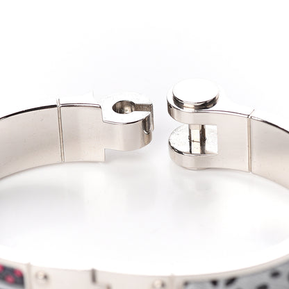 Hermes Enamel Printed Narrow Baobab Cat Hinged Bracelet S Faux Gris 3 of 5