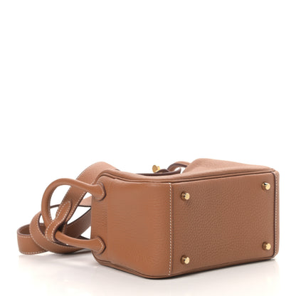 Hermes Taurillon Clemence Mini Lindy 20 Gold 4 of 10