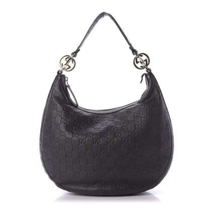 Gucci Guccissima Medium GG Twins Hobo Black 1 of 9