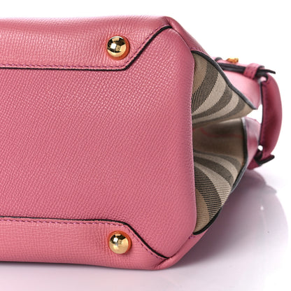 Burberry Grainy Calfskin House Check Medium Banner Tote Mauve Pink 9 of 10