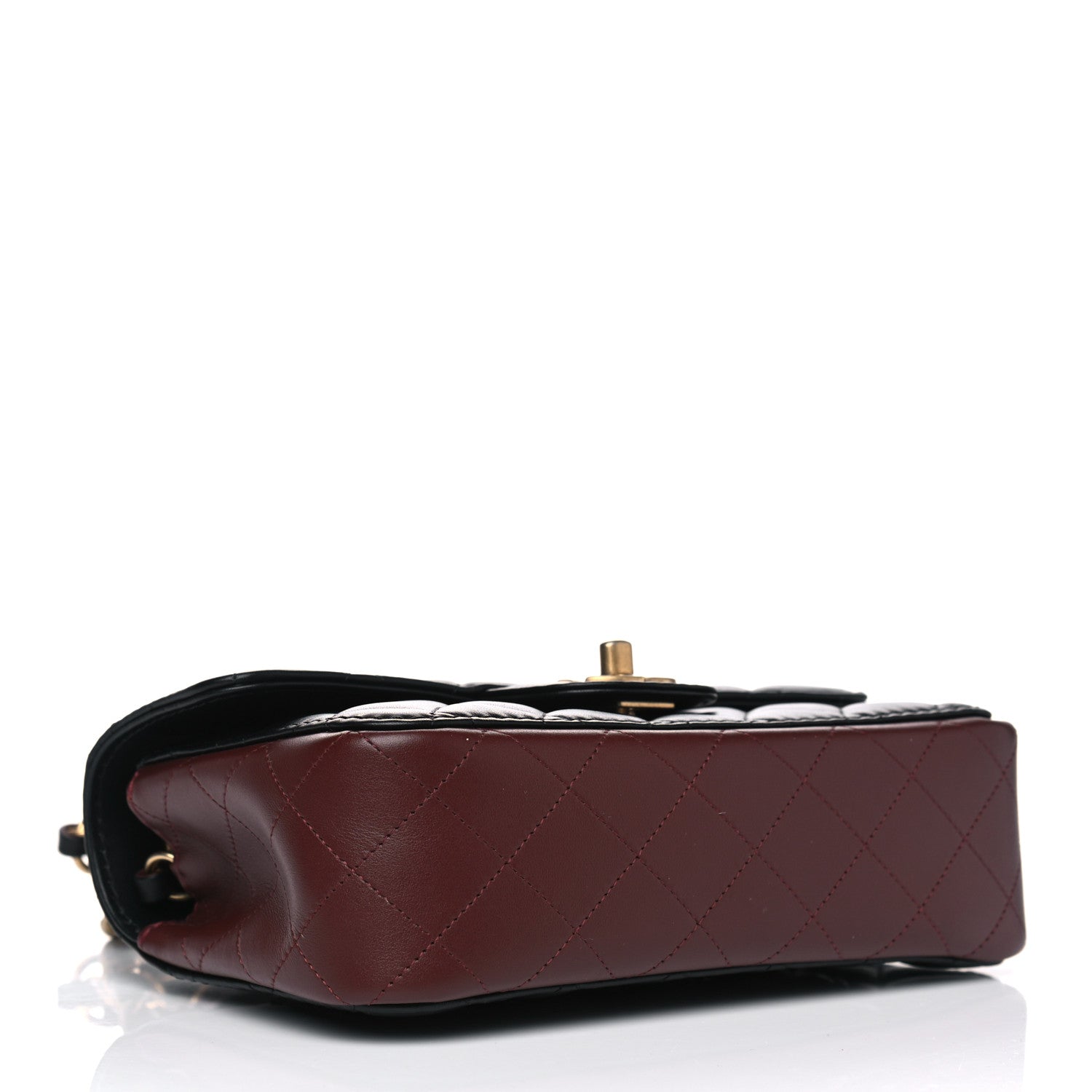 Chanel Calfskin Quilted Small Strap Into Flap Bag Black Brown 3 of 6