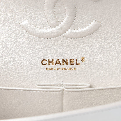 Chanel Iridescent Calfskin Quilted Medium Double Flap Ivory 9 of 11