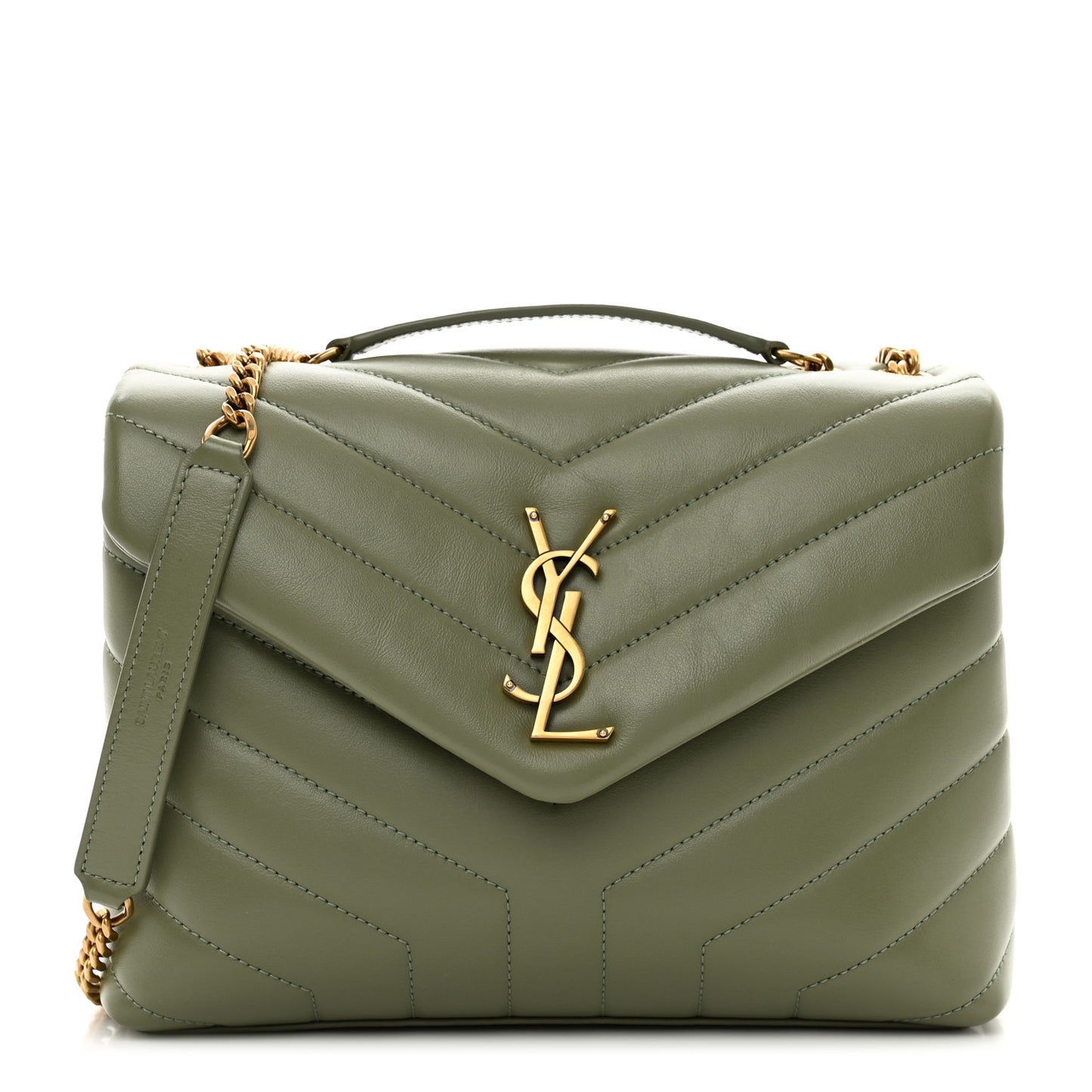 Calfskin Y Quilted Monogram Small Loulou Chain Satchel Light Sage